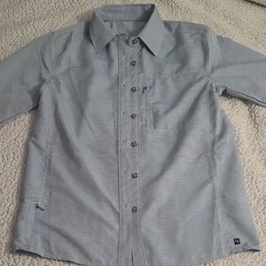 Women's Mountain Hardwear Blue Extra Small Button-Up Shirt For Hiking Or Camping